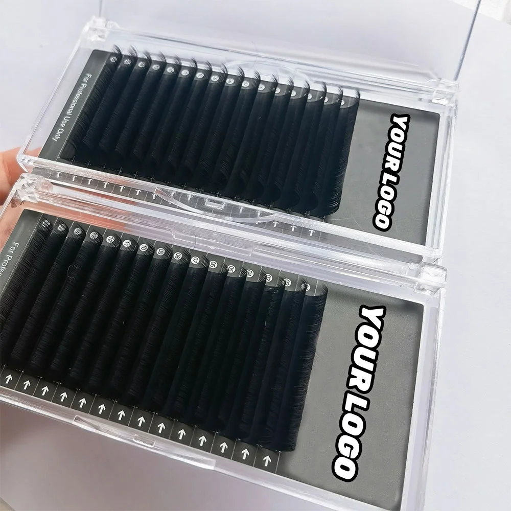 Private Label velluto seta ciglia volume vassoi ciglia singole extension ciglia forniture cashmere nero opaco ciglia extension