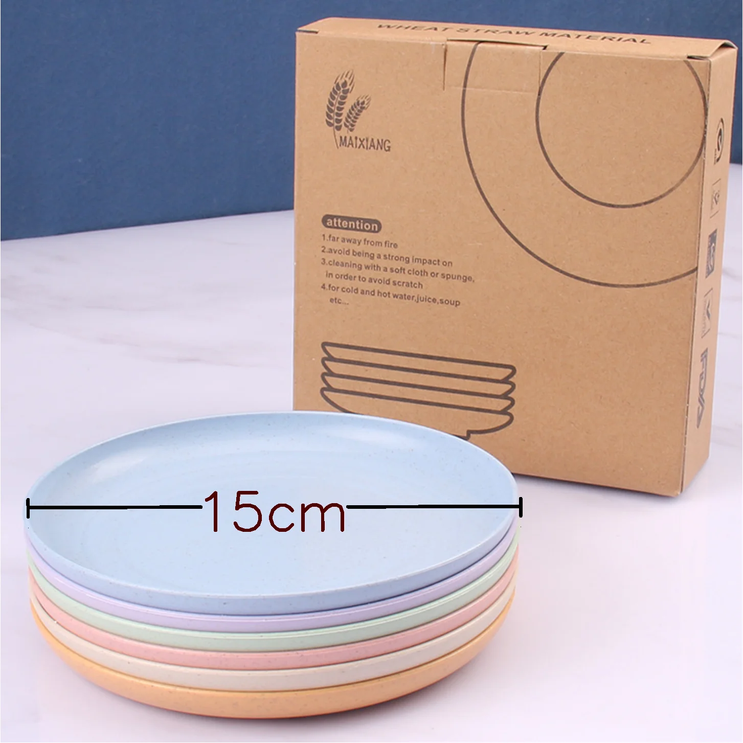 6 pz/set di opzioni multicolore per piatti da pranzo di paglia di grano eco-friendly stoviglie di paglia di grano piatti rotondi di plastica di frutta