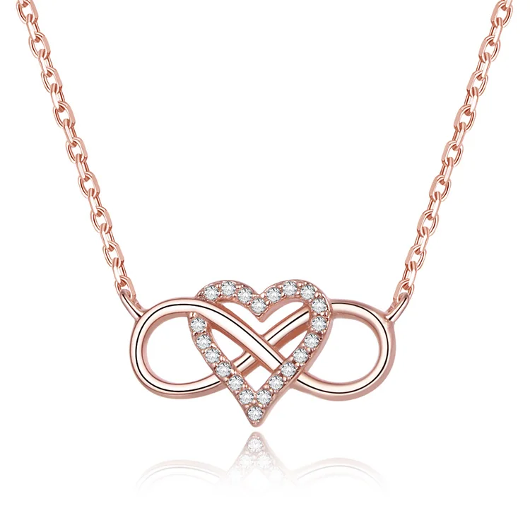 Collana POLIVA in Argento Sterling 925 con Ciondolo a Forma di Infinito e Rosa Elegante e alla Moda per Donne