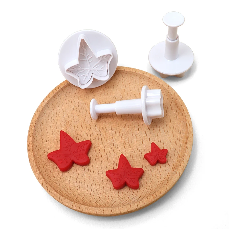 3 pezzi di plastica eco-friendly Set di tagliabiscotti rotondi cartone animato foglia d'acero stampo fai da te torta stampatrice strumenti per biscotti creativi