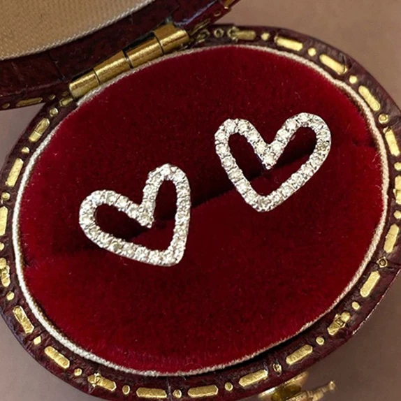 CAOSHI San Valentino regalo cubico Zirconia coppia orecchini a cuore argento/oro/oro rosa placcato orecchini da donna