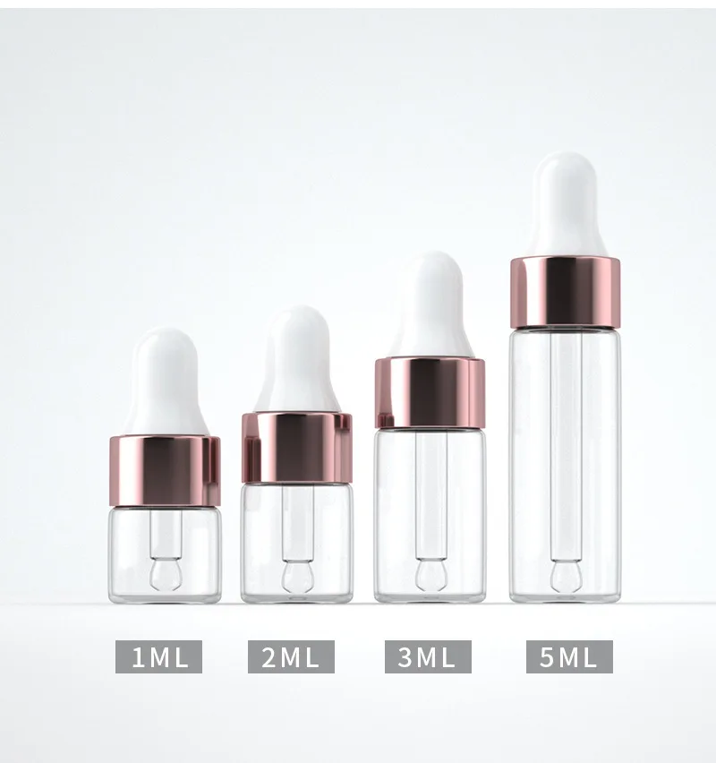 1ml 2ml 3ml 5ml flacone contagocce in vetro per olio essenziale cosmetico trasparente gelo nuovo flacone in vetro con contagocce per Mini campione di siero