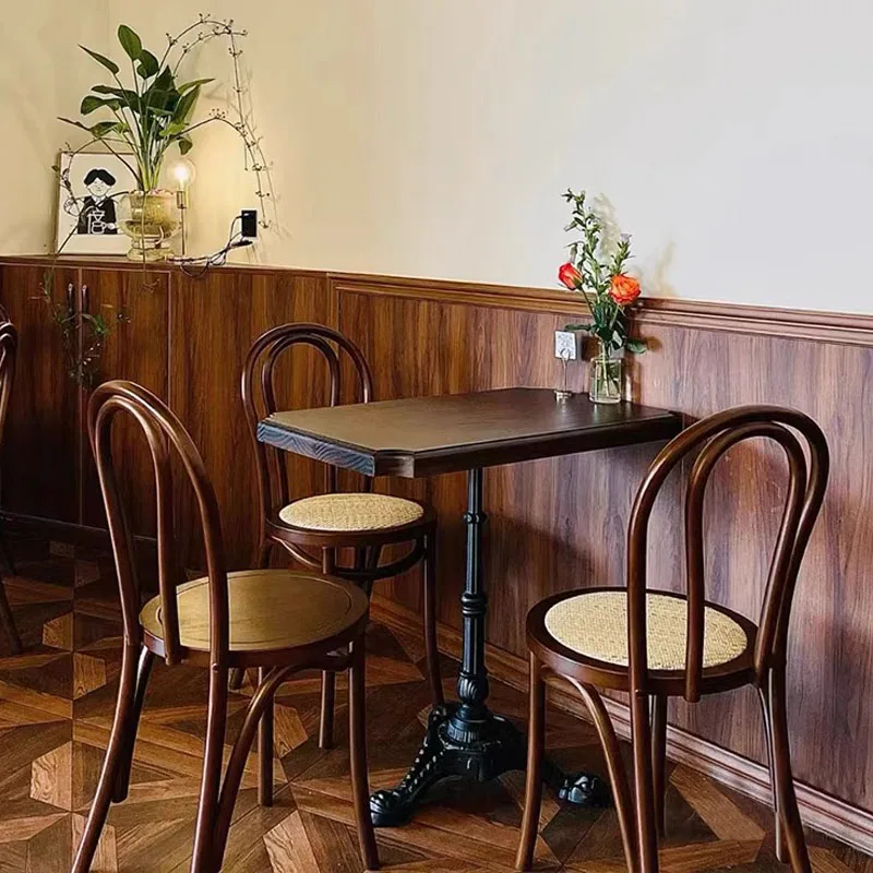 Colore noce sedia da pranzo ristorante mobili tavolo set quattro sedie bar ristorante coffee shop tavolo rotondo