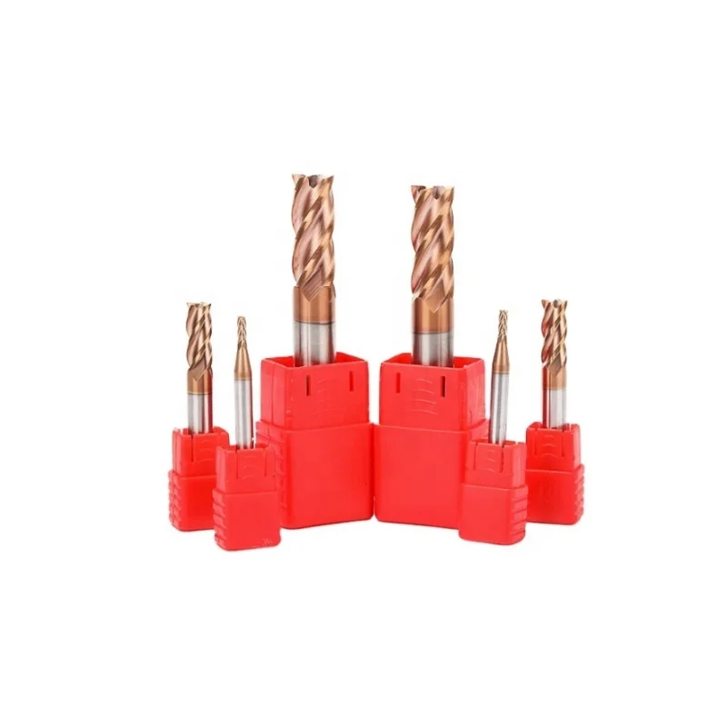 Fresa a candela piatta in carburo HRC55 con rivestimento per lavorazione CNC in lega di carburo a 4 taglienti per taglio metalli per centri di lavoro CNC