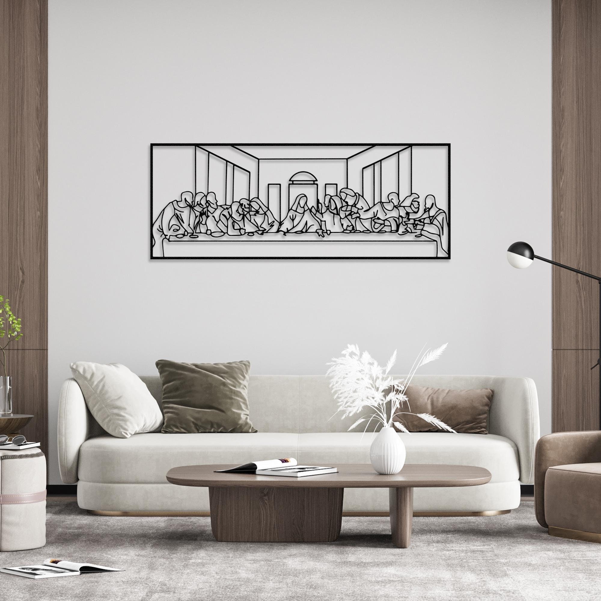 Opera d'arte da parete in metallo raffigurante l'Ultima Cena, decorazione da parete di Leonardo da Vinci, decorazione da parete cristiana, decorazione