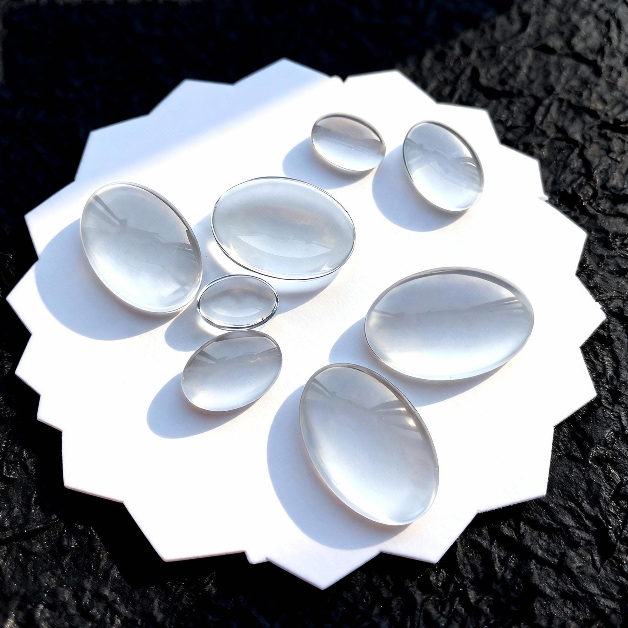 Cabochon ovale trasparente, cabochon a cupola in vetro fotografico trasparente, cabochon in vetro trasparente con retro piatto, componenti fai da te -