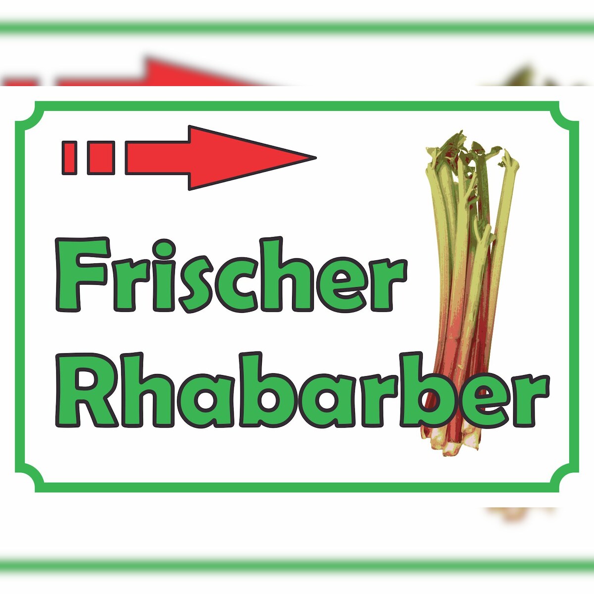 HB-Druck Frischer Rhabarber Verkaufsschild Pfeil rechts Hofladen Verkaufsförderung A4 Rückseite selbstklebend Image