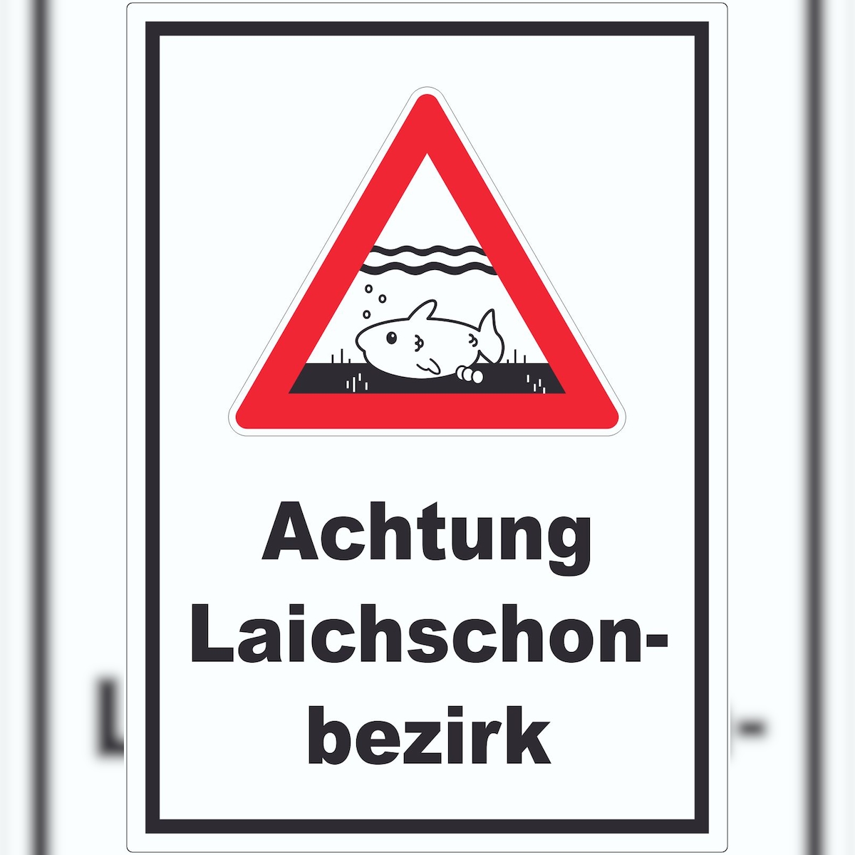 HB-Druck Achtung Laichschonbezirk Aufkleber A8 (52x74mm) Image