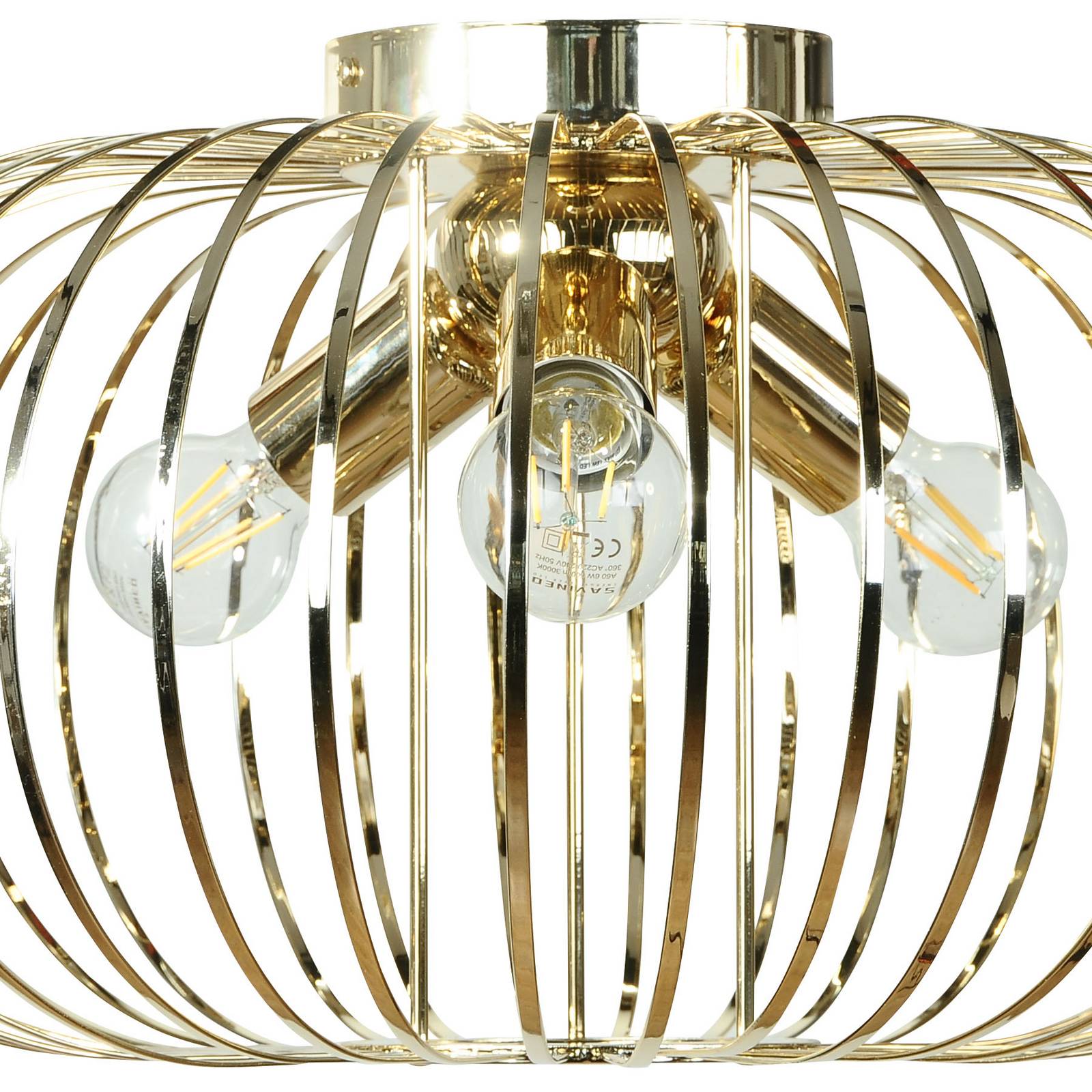 Deckenlampe Globe Domiluce, dimmbar, messing / gold, für Wohn- / Esszimmer, Metall, Deckenlampe