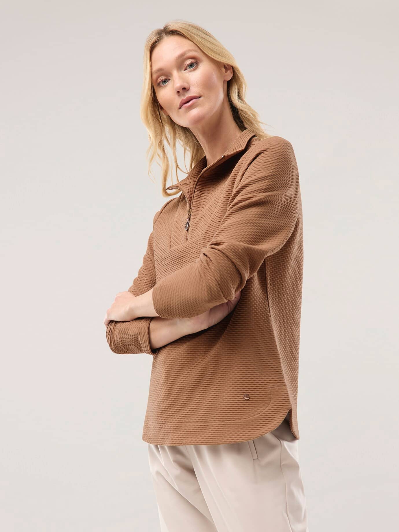 Walbusch Damen Troyer Sweat Shirt Beige