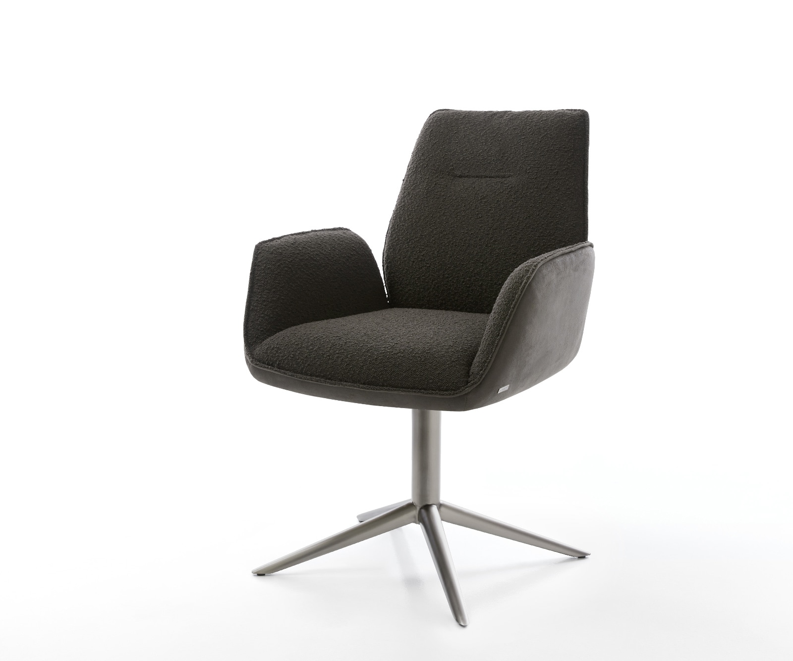 DELIFE Drehstuhl Zoa-Flex Materialmix Schwarz Fußkreuz Graphit 360° drehbar Wippfunktion Taschenfederkern, Esszimmerstühle Image