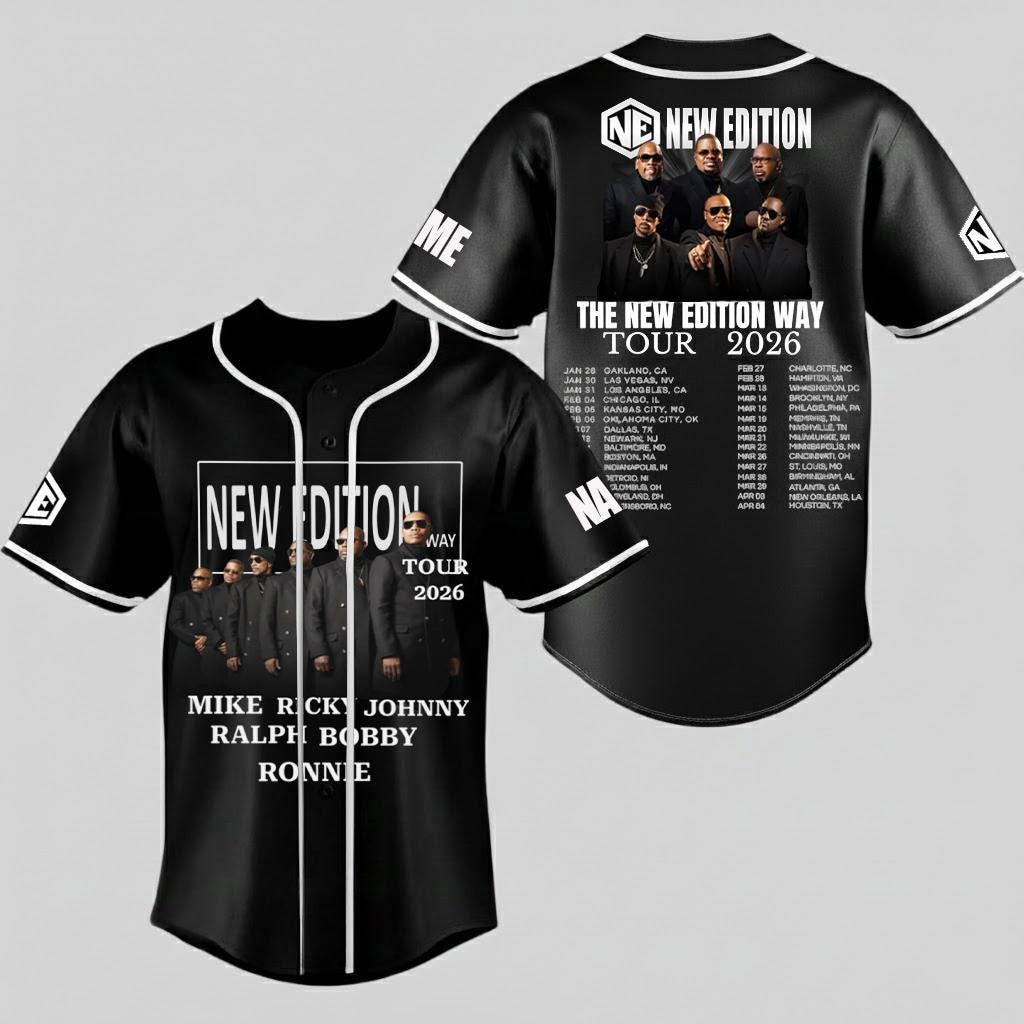 Maglietta da baseball personalizzata New Edition, maglietta The New Edition Way Tour 2026, maglia New Edition NE