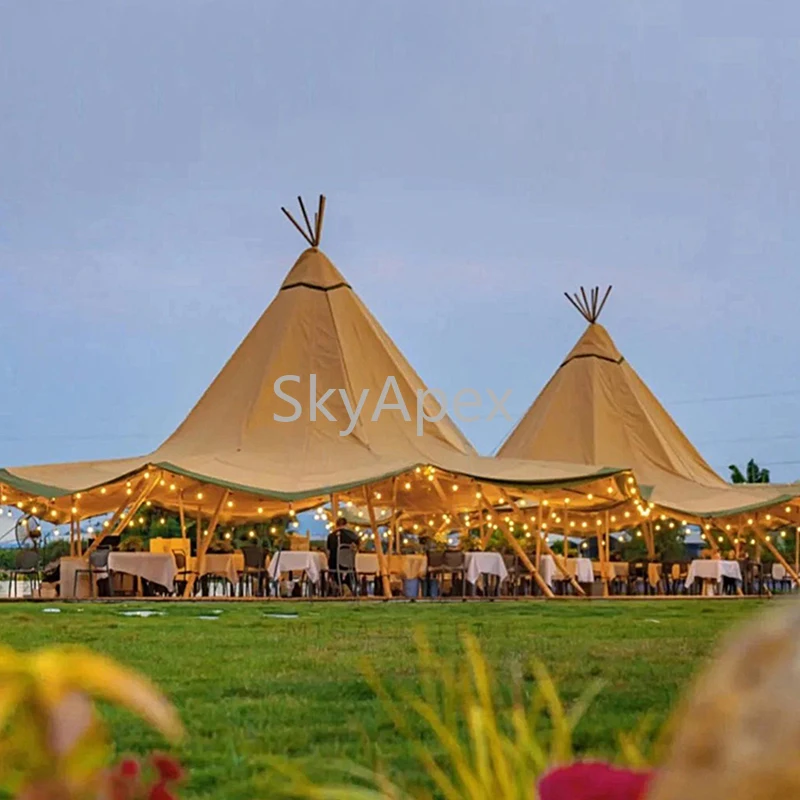Premium Pyramiden-Partyzelt - Tarpzelt für 100 Personen, Tipi-Zelte für Messen, Hochzeiten und kommerzielle Veranstaltungen Image