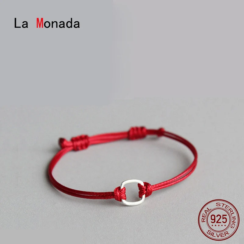 La Monada Roten Faden Für Hand 925 Sterling Silber Armband Rote Faden Schnur Seil Armbänder Für Frauen Männer Silber 925 paar