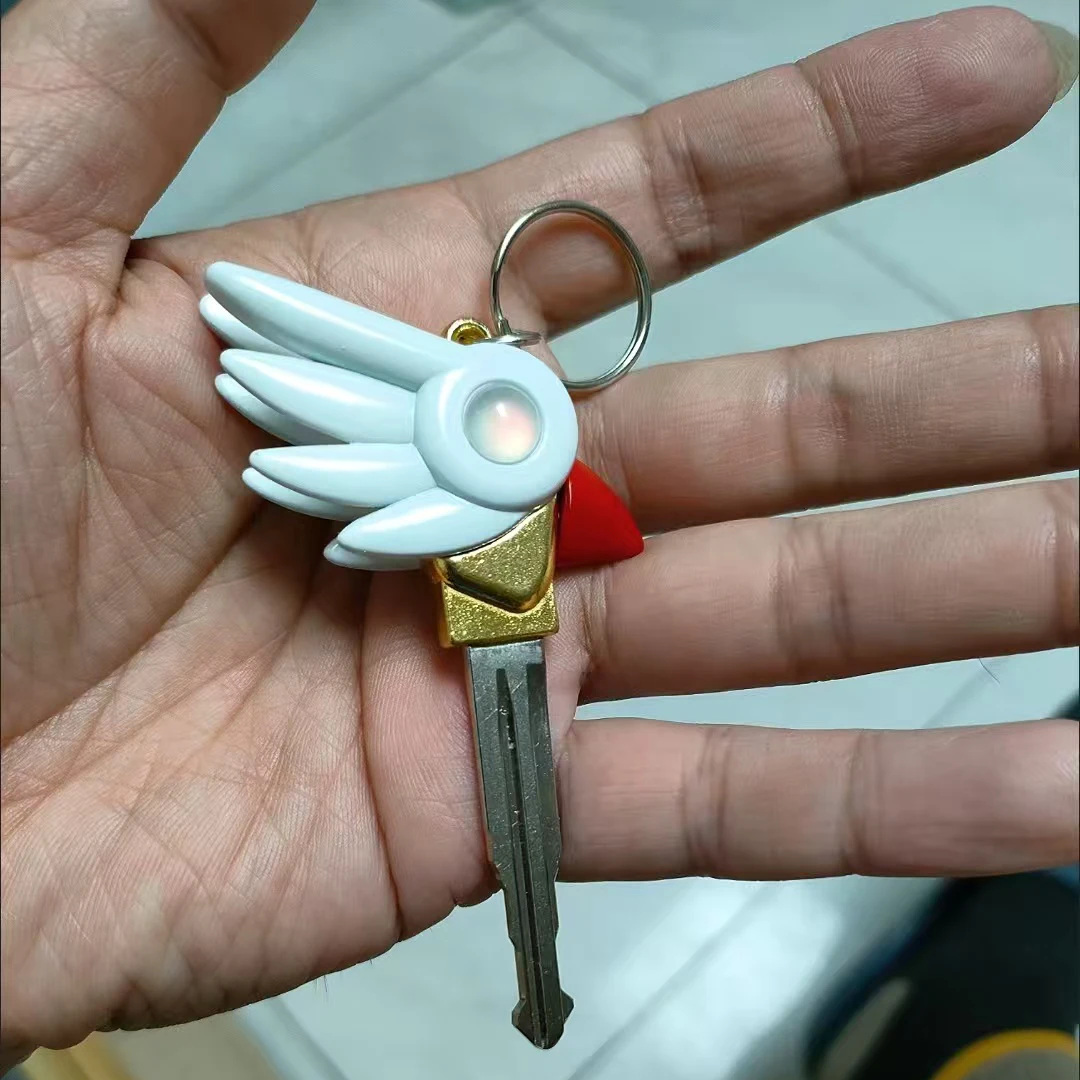 Anime Card Captor Sakura Zauberstab Motorrad Schlüsselgriff erfordert manuelles Polieren von Schlüsselhaltern DIY personalisierte Schlüsselkette Image
