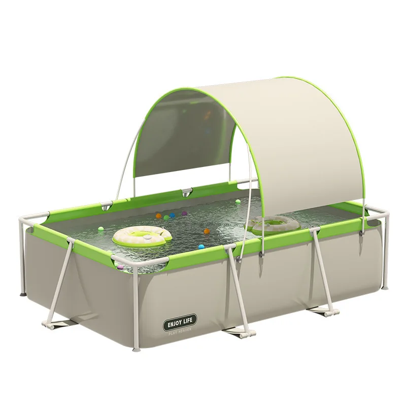 Sommer aufblasbares Schwimmbad, großes Familienpool mit Rutsche, Wasserspielzeug, Outdoor-Babybecken für den Spaß im Hinterhof Image