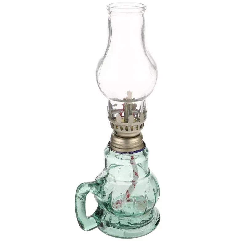 1 Stück Mini Rustikale Öllampe mit Schornstein Laterne Vintage Glaslampenhalter mit Lampenschirm Tischleuchte