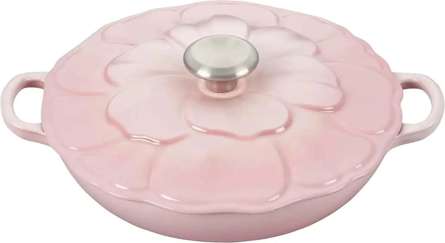 Le Creuset emaillierter Blütenblatt-Braiser aus Gusseisen, 2,25 qt., Muschelrosa Image
