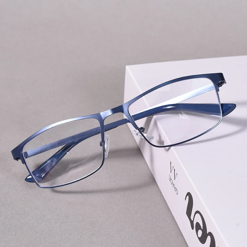 Schwarzer Rahmen, quadratische Metall-Lesebrille für Männer, Anti-Blaulicht-Brille, Damen, Business, Büro, Herren-Lesebrille +125 +175 Image