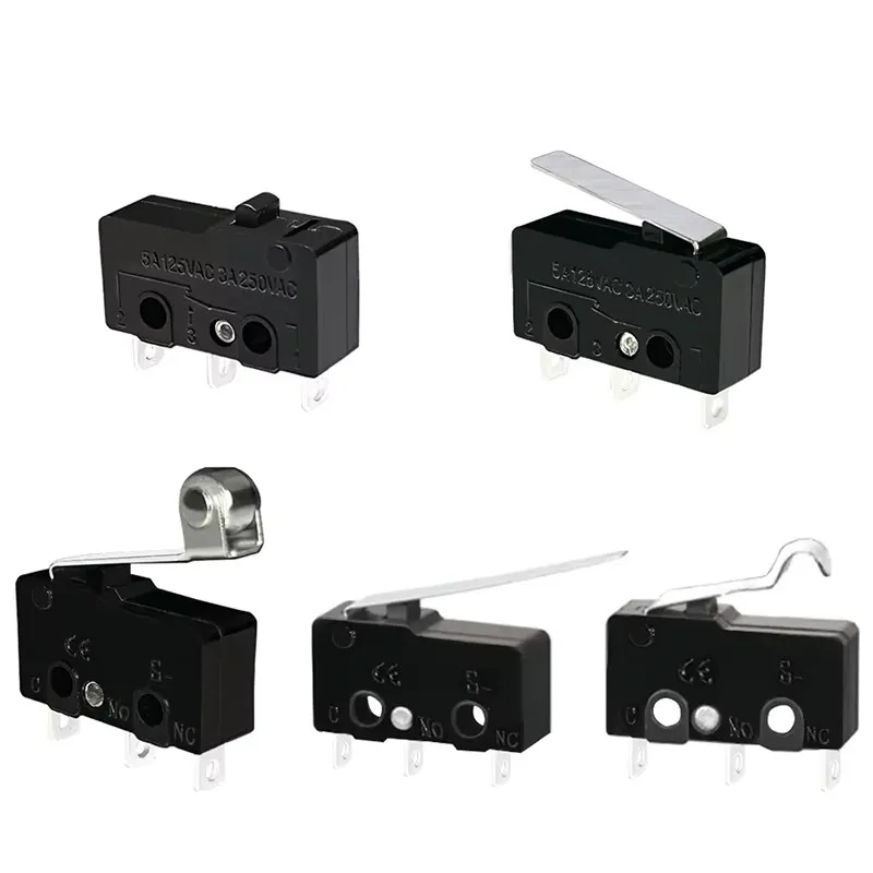 10 Stück Silber-Kontakt Mikroschalter NO/NC Mini-Endschalter 3A 5A 10A 250VAC Bogenhebel Schnappschalter Langhebel Rollenhebel-Typ Image