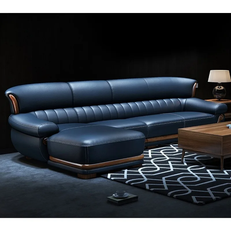 Italienisches nordisches Ledersofa, für große und kleine Wohnungen, Wohnzimmer-Kombination, Ecksofa aus erstklassigem Rindsleder, schlicht