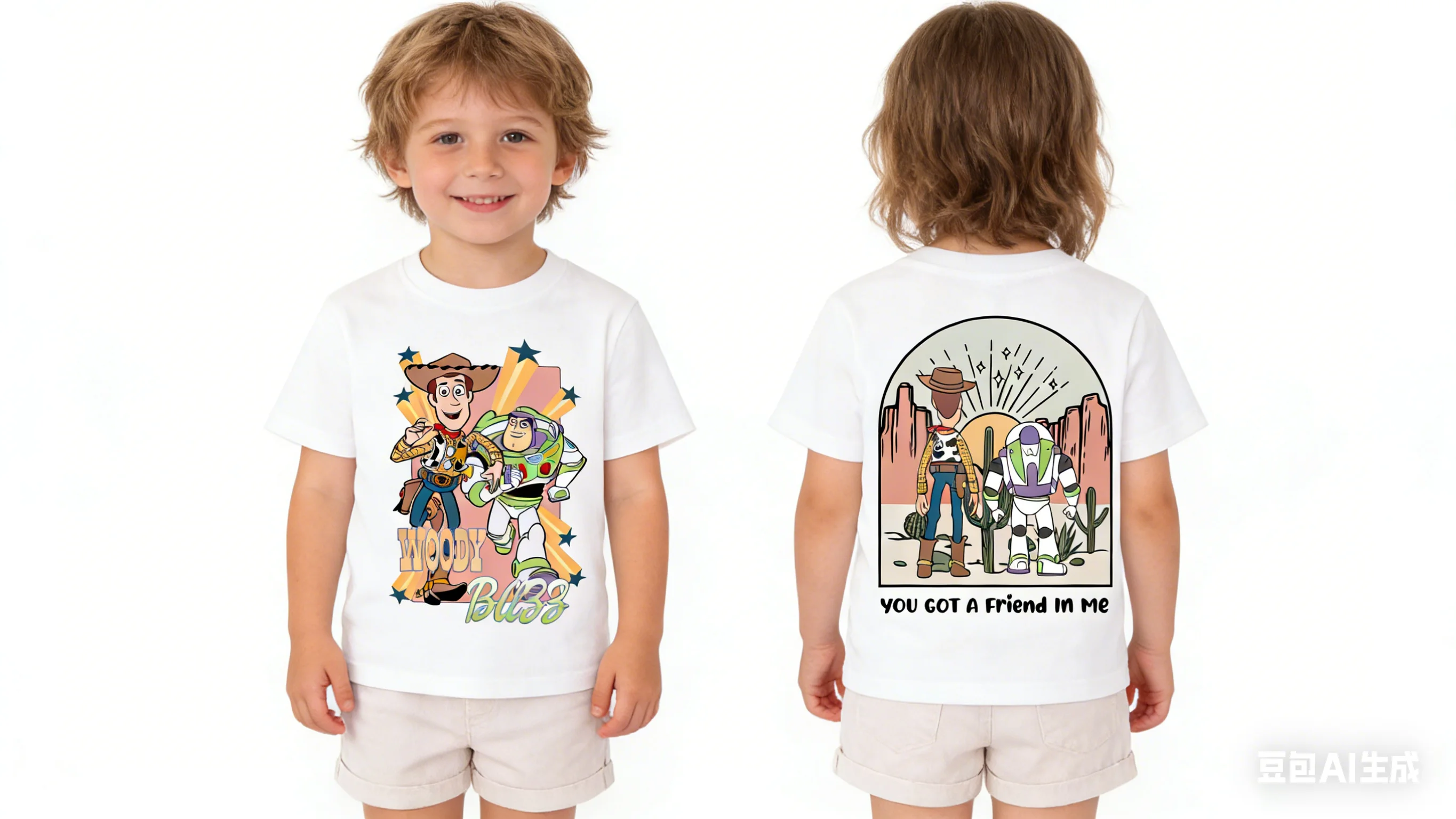 Toy Story Friends T-Shirt, Woody Buzz Best Friends T-Shirt, Disney Children's Besties Top, Eltern-Kind-Outfit, Baumwolle, schneller Versand Image