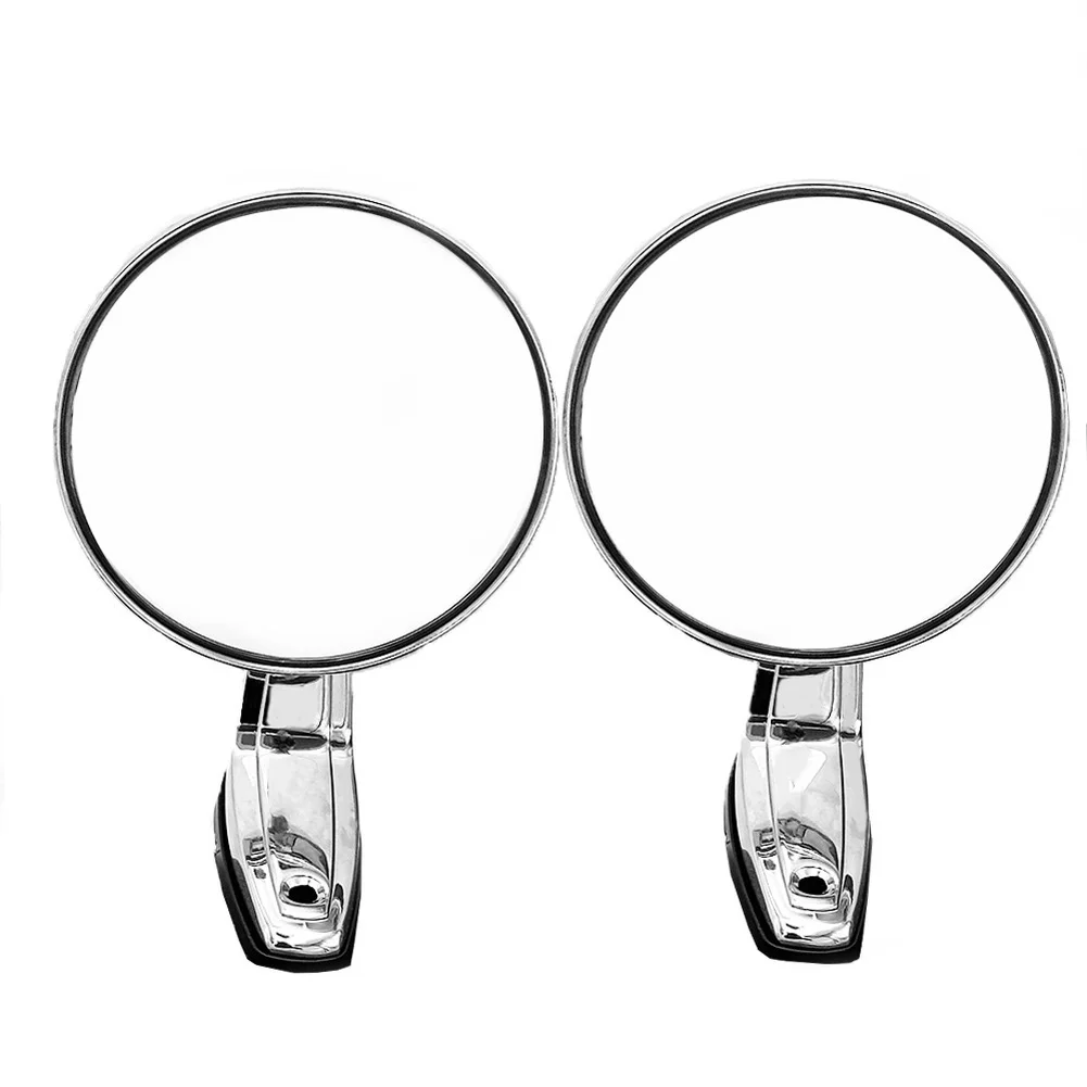 2 Stück Vintage Oldtimer Spiegel Retro Runde Vordere Rückspiegel Edelstahl Seitenspiegel Runde Spiegel