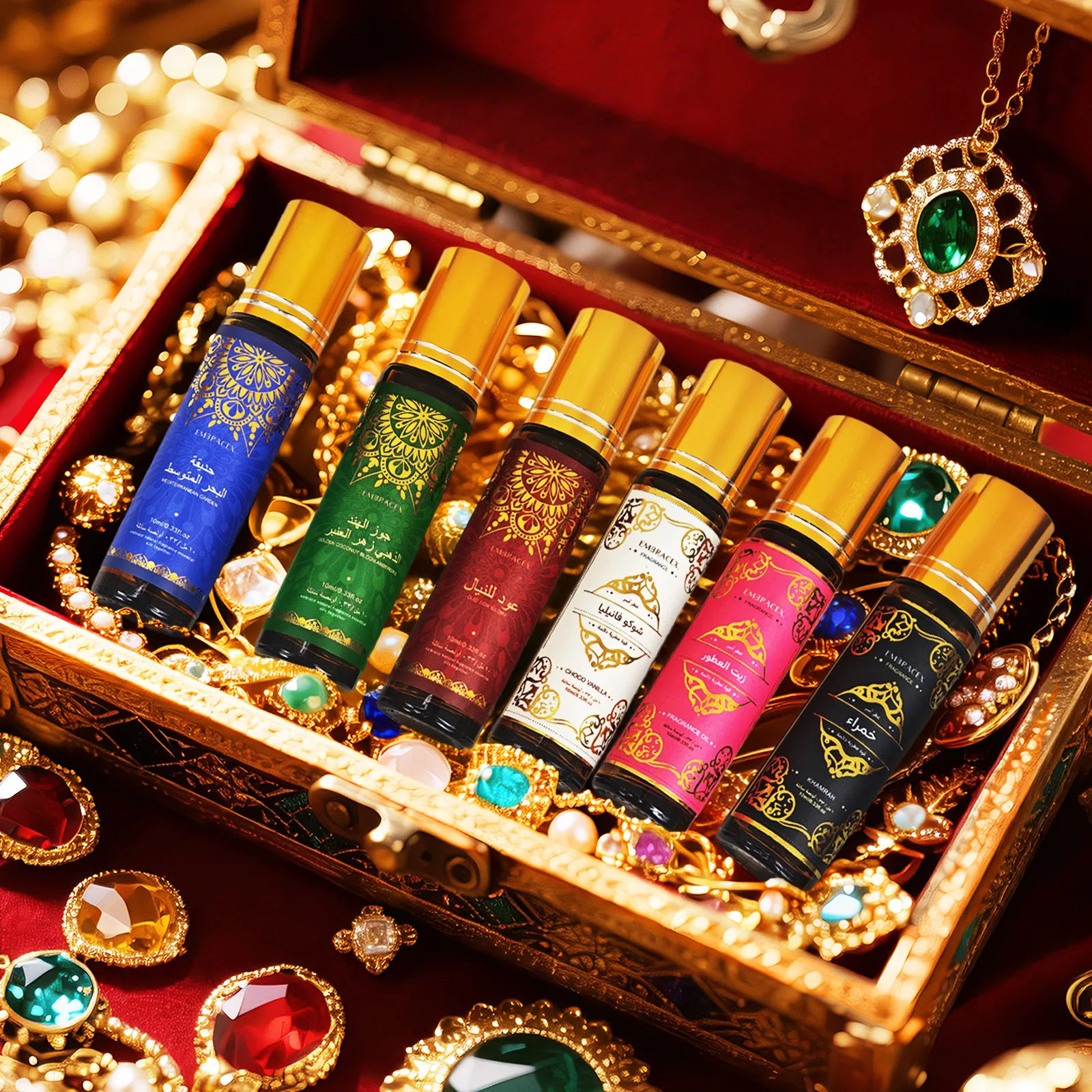 6er-Set 10ml Roll-on Ätherische Öle Eid al-Fitr Geschenkset Parfümöl Hautpflege Gesichtsöl Körperpflege Luftbefeuchter Sechs Langanhaltende Düfte Image