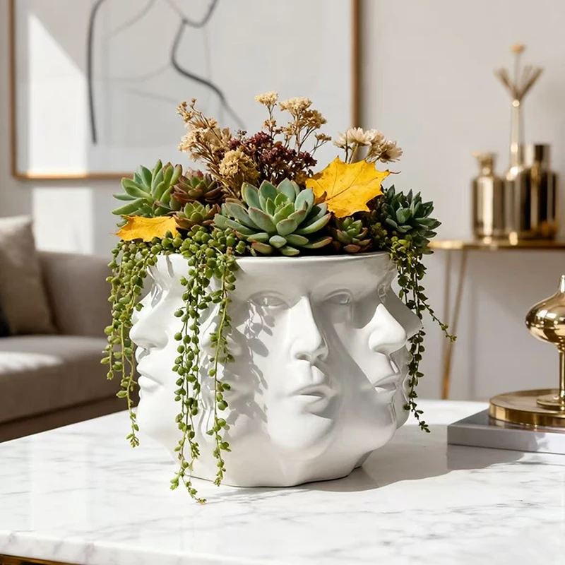 Abstrakter Mehrfach-Blumentopf Kreativ Einzigartige Sukkulenten-Pflanzgefäße für Innen- und Außenbereich Garten Balkon Dekoration Ornament Geschenk Image