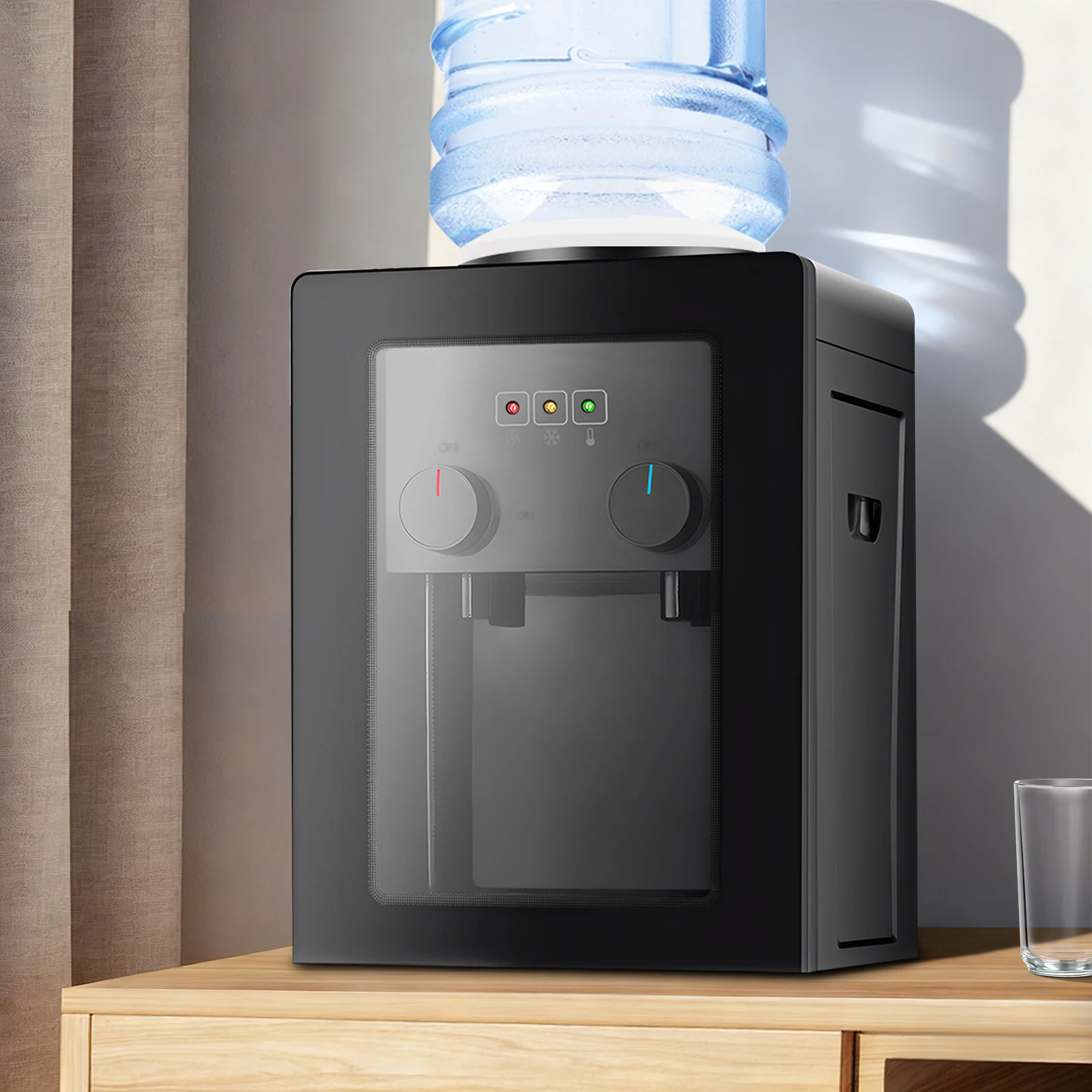 Elektrischer Wasserspender, kompatibel mit 3,5 l, 5 l, 10 l und 18,9 l Wassereimer, 550 W Desktop-Wasserspender Image