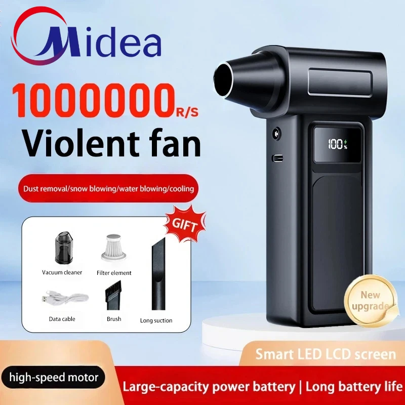 Midea 1000000 U/min Turbo-Jet-Gebläse Elektrischer Leistungsstarker Luftgebläse Tragbarer Staubreiniger USB-Aufladung 65m/s Bürstenlos 2026 Image
