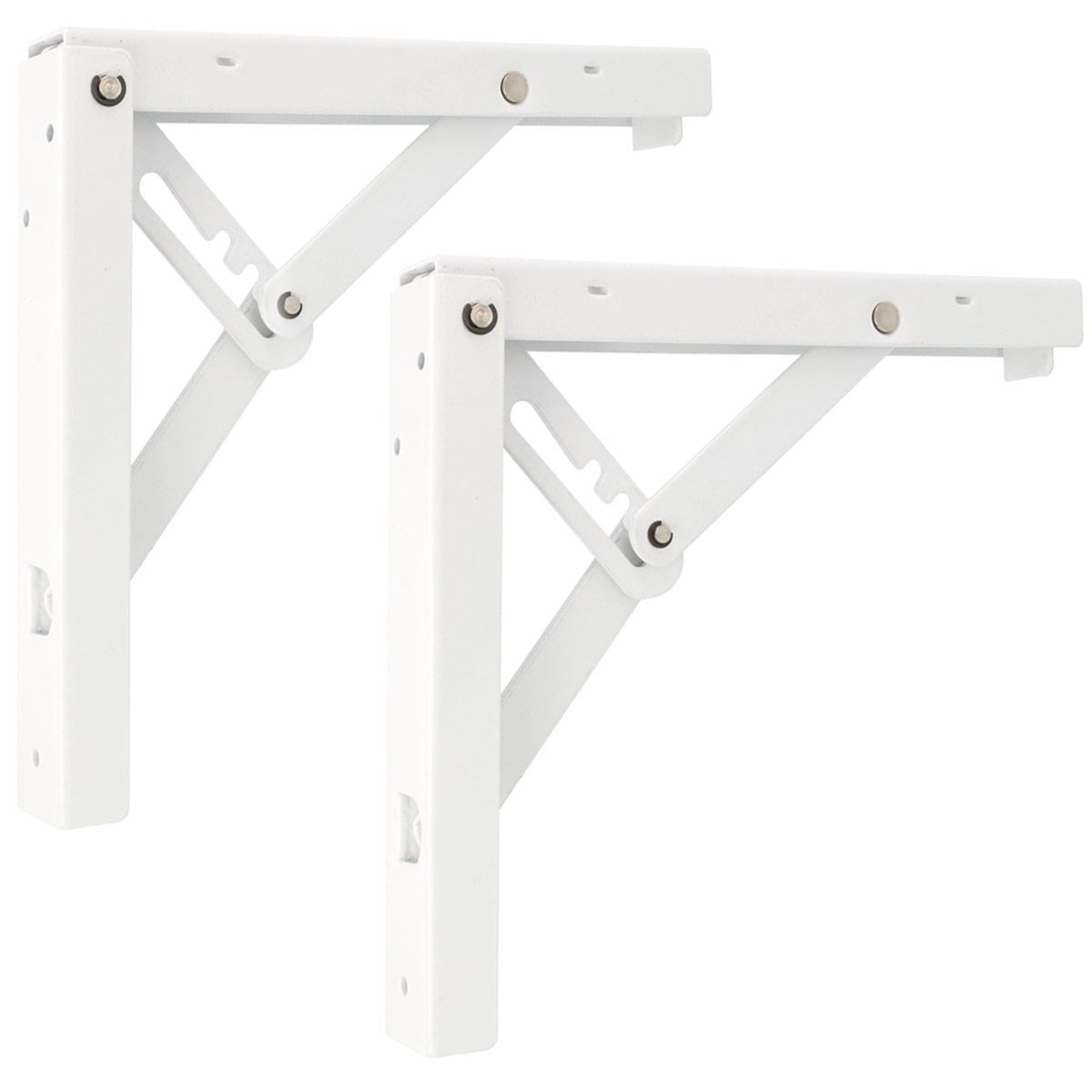 MS Beschläge Weiß 405mm x 405mm 3-stufig verstellbar Klappkonsolen-Paar Klappstütze Stahl Image