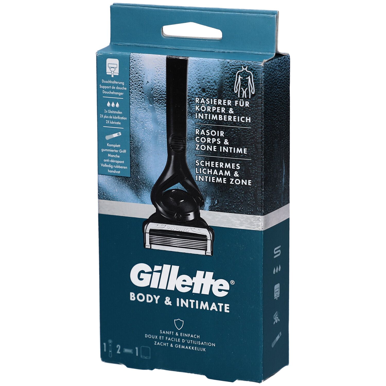 Rasoio intimo da uomo Gillette, 1 rasoio, 2 lame di ricambio St
