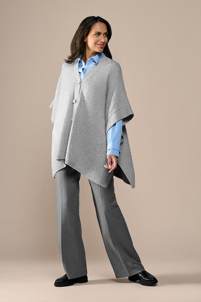 Ayla Lurex Poncho Grau/Silber L/XL