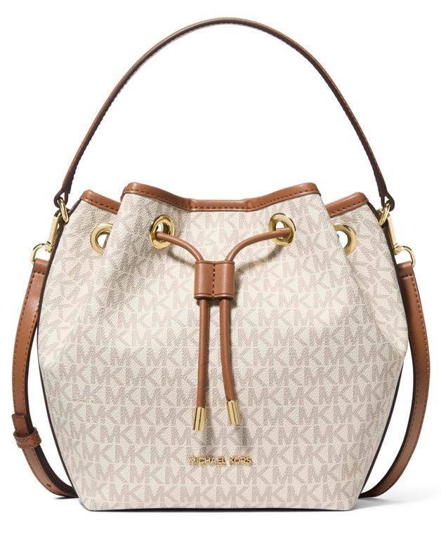 Medium Signature Logo Bucket Messenger Handbag - Natural - Michael Kors Bucket Bags