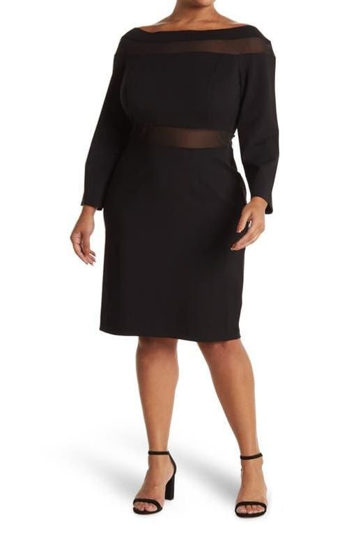 Luna Mesh Panel Off-The-Shoulder Midi Dress - Black - Love By Design Dresses