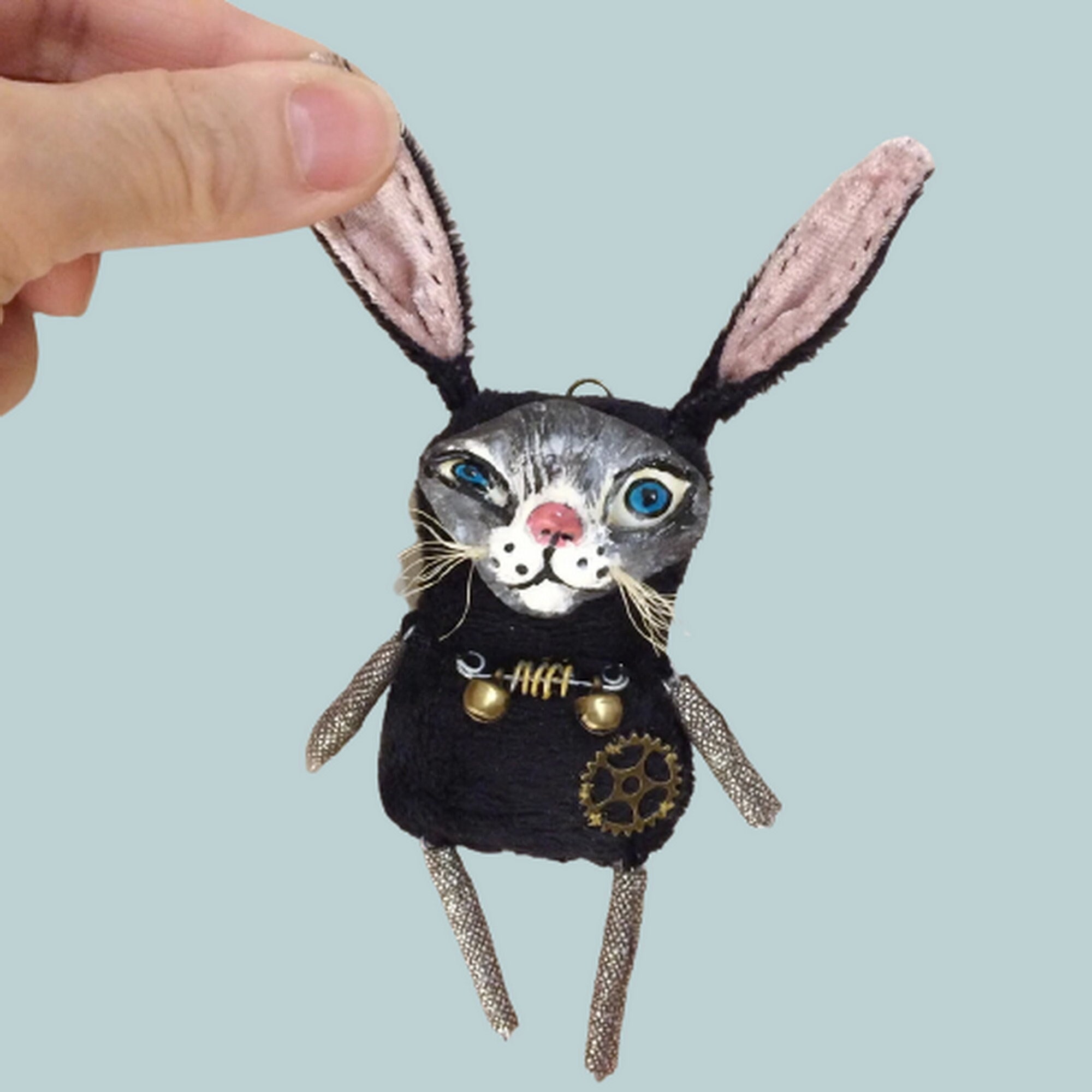 Spilla a forma di coniglio in stile gotico Spilla Steampunk Spilla a forma di coniglio Gioielli modernisti inquietanti Spilla a forma di coniglio