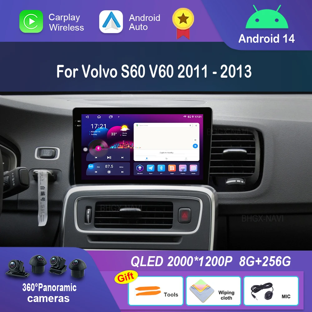 Android Auto Auto Multimedia Video Player Stereo für Volvo S60 V60 2011-2013 GPS Navigation 4G WiFi HD Touchscreen GPS