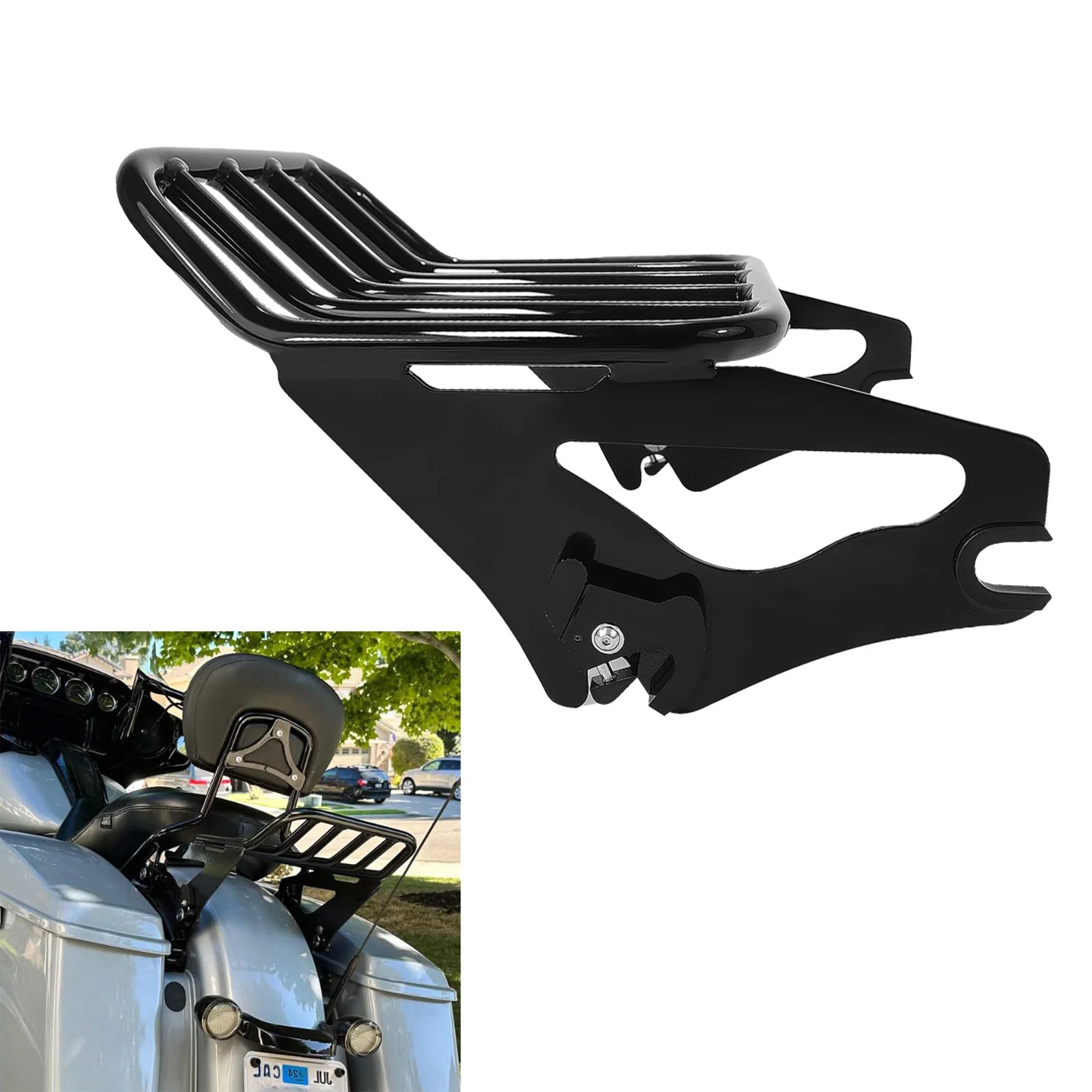 Abnehmbarer Zweisitzer-Motorrad-Gepäckträger für Harley Davidson Road King Special CVO Road Glide Street Glide ST Limited 09-26 Image