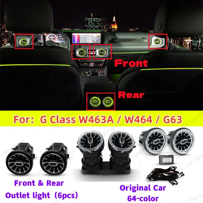 8/64 Farben LED-Entlüftung für Mercedes Benz G-Klasse W464 W463 G63 G500 G550 Konsolenauslass Wagon Turbine Air Vent Image