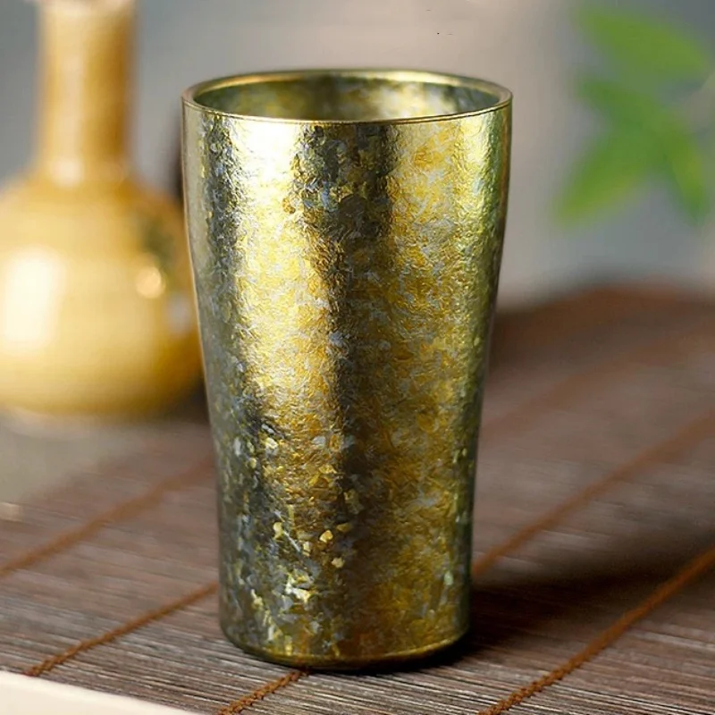 Vintage-Kaffeetasse aus reinem Titan, Kreativität, doppellagige Baumstruktur, Webart, Frühstück, Mule, Milch, Bier, 300 ml, Saftbecher, Becher Image