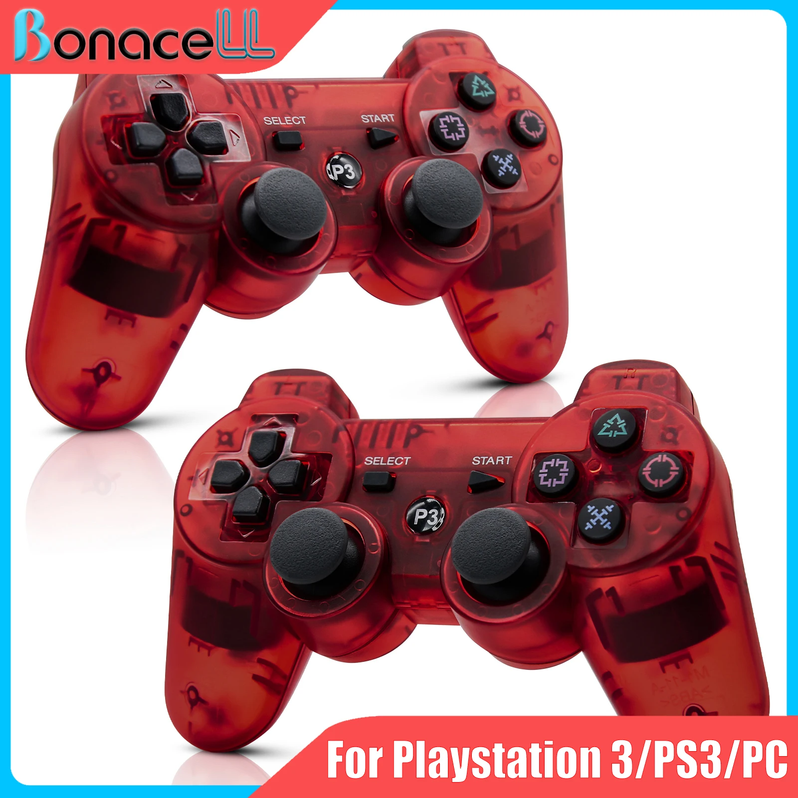 BT Kabelloser Controller für Playstation3/PS3/PC/Android TVs Konsolen 6-Achsen-Gyroskop 360 ° Spiel-Joystick 650mAh Dual-Vibration Gamepad