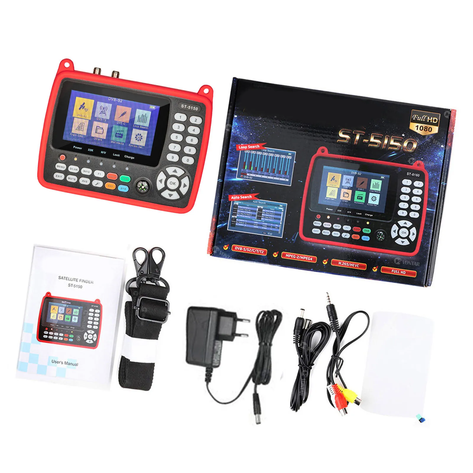 ST-5150 4,3 Zoll DVB-S2/T2/C COMBO HD Satelliten-TV-Signalfinder Digitales Handsignalmessgerät Satellitenfinder H.265 HEVC MPEG-4 Image