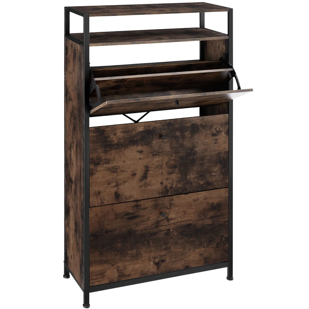 Meuble à chaussures Style industriel en Bois et Acier Bois foncé