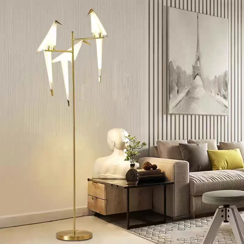 Barsch Licht Stehlampe führte Designer Gold Origami Vogel Stehlampen für Wohnzimmer kreative Art Deco Safraid Eck lampe Image