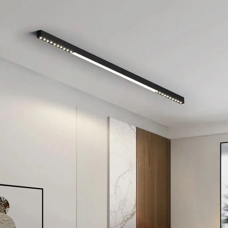 LED lange lineare Lampe Wohnzimmer Oberfläche montiert ohne Hauptlampe minimalistische Hotel Esszimmer Schlafzimmer Gitter Deckenlampe Image