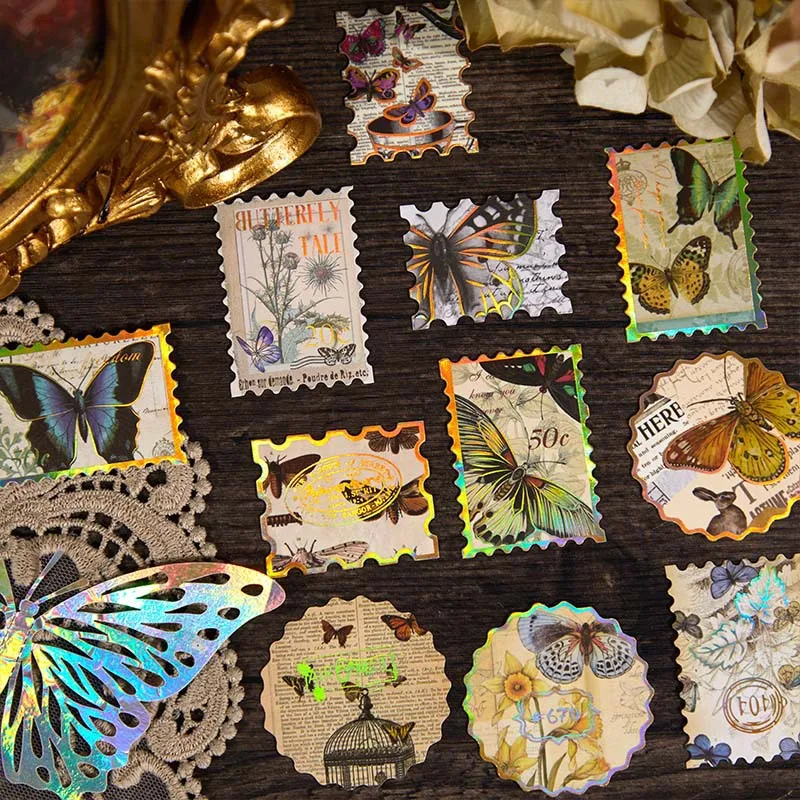 40 Stück Aufkleber im Vintage-Stempelset, dekorative Etiketten, Scrapbooking, Collagenmaterial, Junk Journal Supplies Image