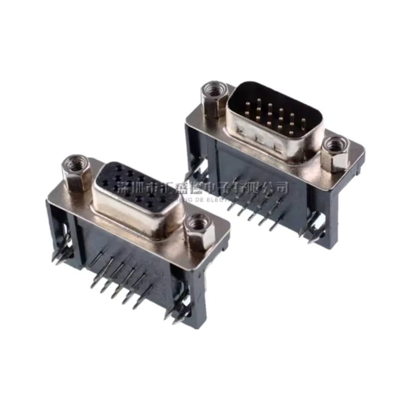 5pcs db15 dr15 3 Reihen paralleler Anschluss 15 Pin d Sub-Buchse Stecker 15-Wege-Platine 90-Grad-Stecker db15 Buchse Stecker VGA-Adapter Image