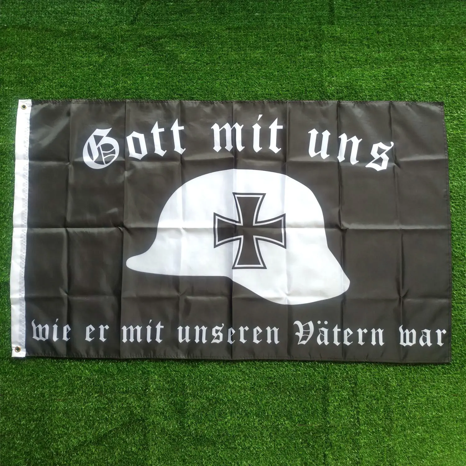 Fahne flagge deutsches reich gott mit uns stahlhelm-mehrere Größen zur Auswahl aus 3 x5ft doppelseitigem Druck banner 45x30cm Image