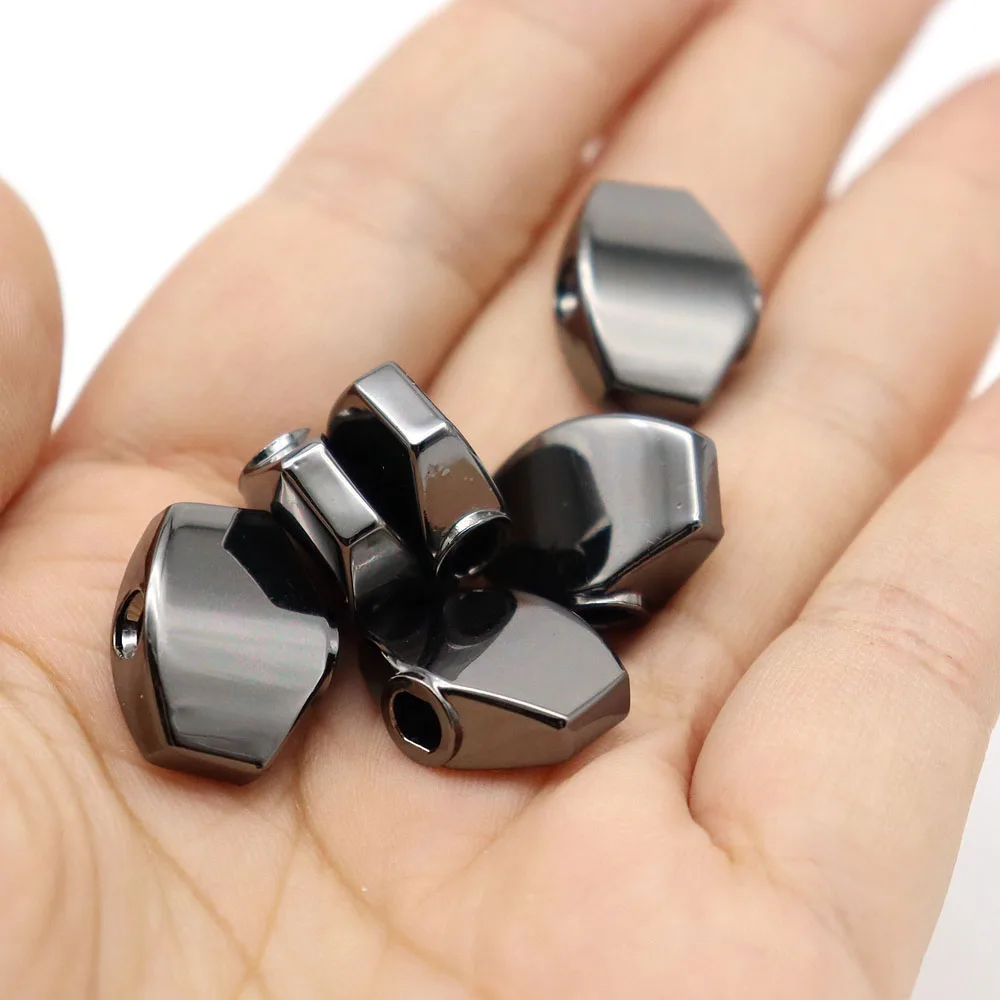 6 Stück Gitarren-Stimmkopf-Knöpfe, Metall-Stimmschlüssel, kleine quadratische Knöpfe, Kopf 3 Farben Image